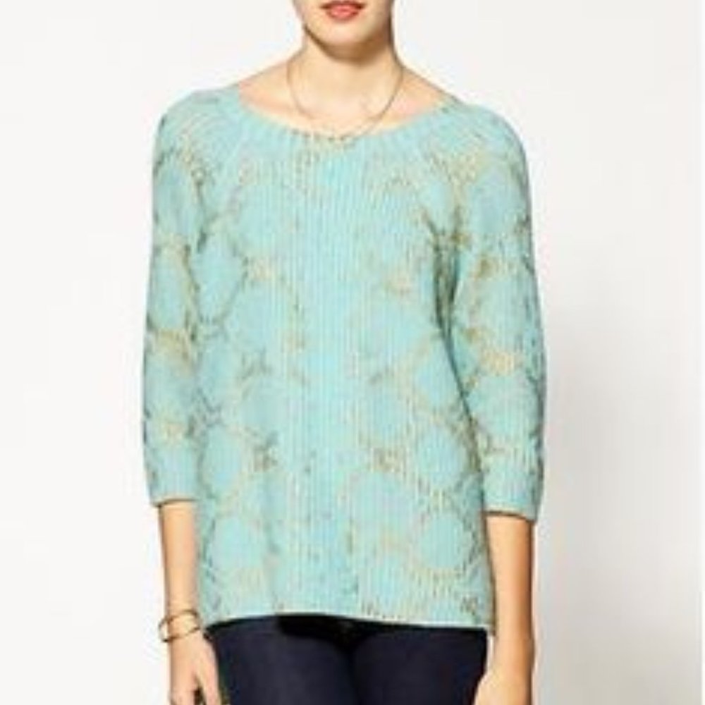Aryn K Mint & Gold Leaf Sweater - Piperlime